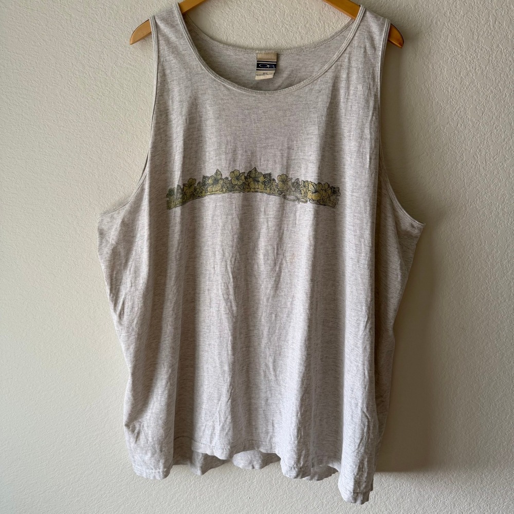 Vintage Ocean Pacific OP Tank Top Gray Heather Floral Graphic Sleeveless Tee 3X